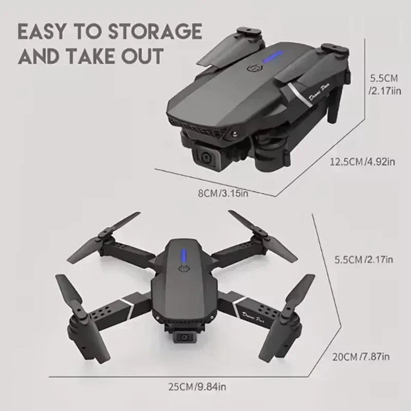 E88 pro  Drone WIFI FPV with HD 4K Camera Wide Angle View Height Hold Function Foldable Quadcopter Helicopter Toy Gift